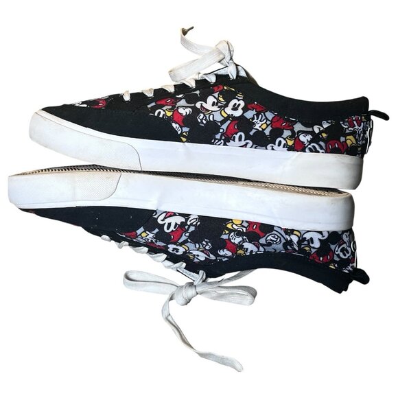 Disney Mickey Mouse tennis shoes black canvas lace up Ground up Size M 10.5 L 12 - Picture 7 of 13
